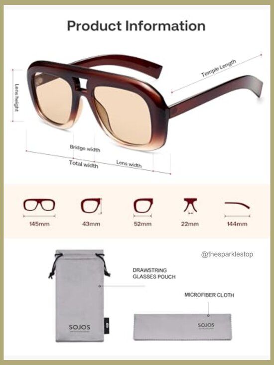 Retro Oversized Aviator Sunglasses, UV400 Protection, Plastic Frame main image 5